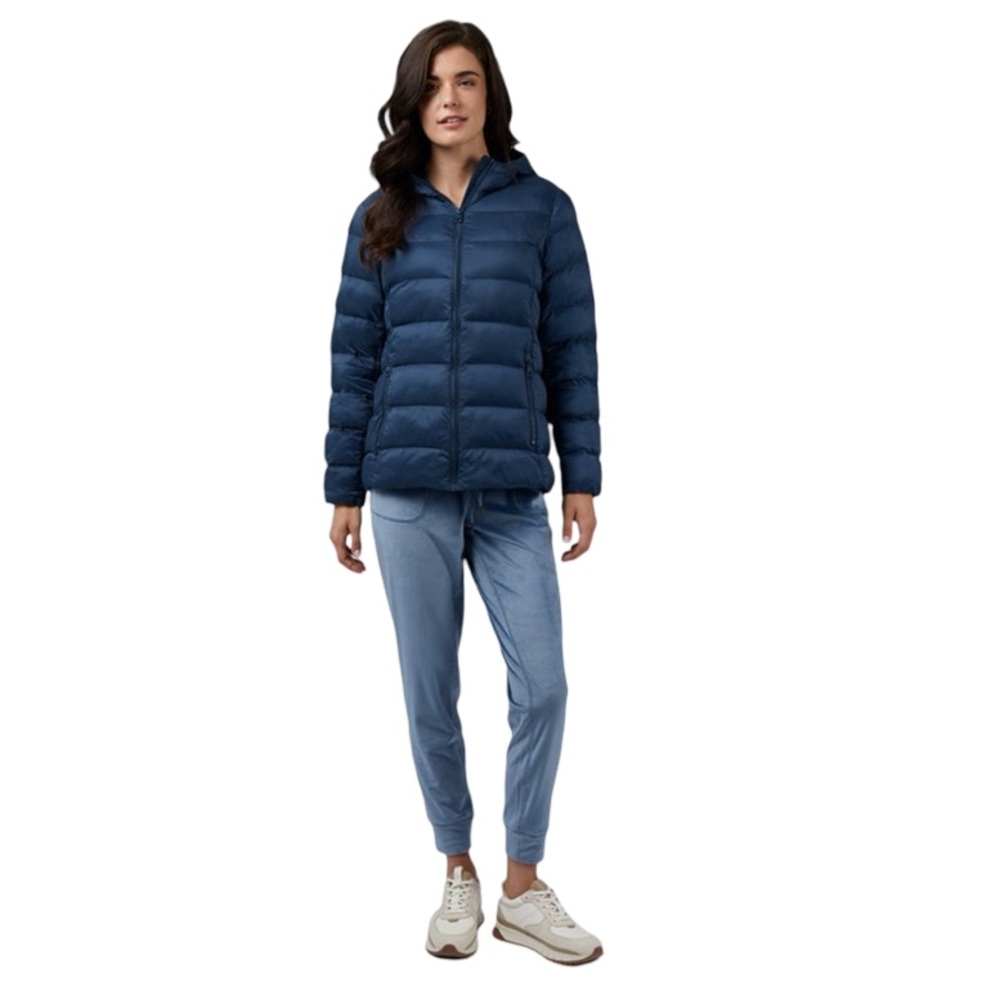NWT Women’s Lightweight Poly-fill Packable Hooded Jacket.  Moonlit Ocean. Medium - Picture 5 of 11